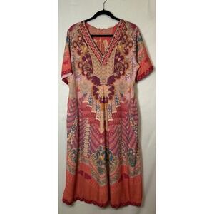 Soft Surroundings Parasol Siva Midi Dress XL Boho Paisley Flowy Festival Rayon